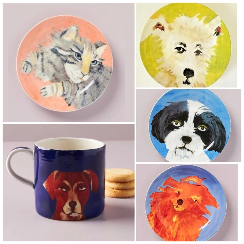 Anthropologie Carole Akins Furry Friends Desert Plate & Mug Set 5 Pieces NWT - Picture 9 of 9